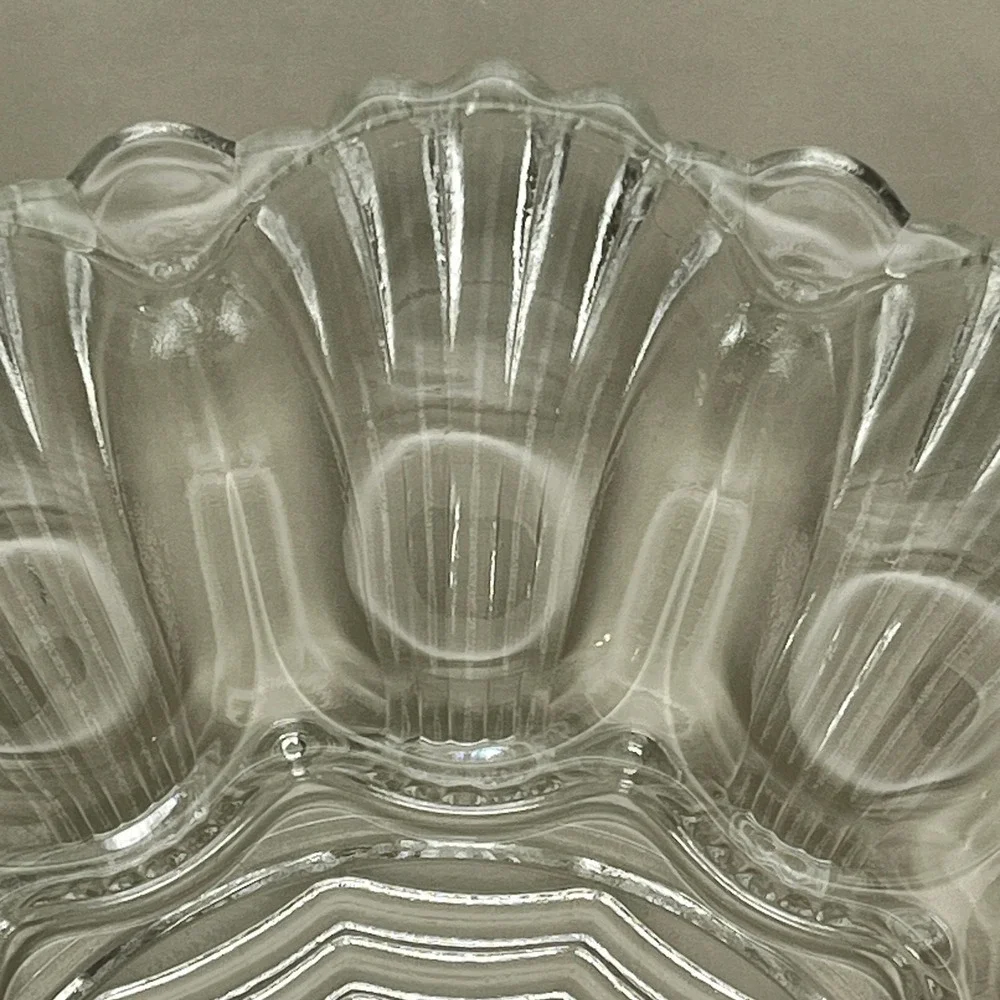 Vtg Anchor Hocking Clear Glass Deviled Egg Platter 12 Slot Scalloped Serving 10